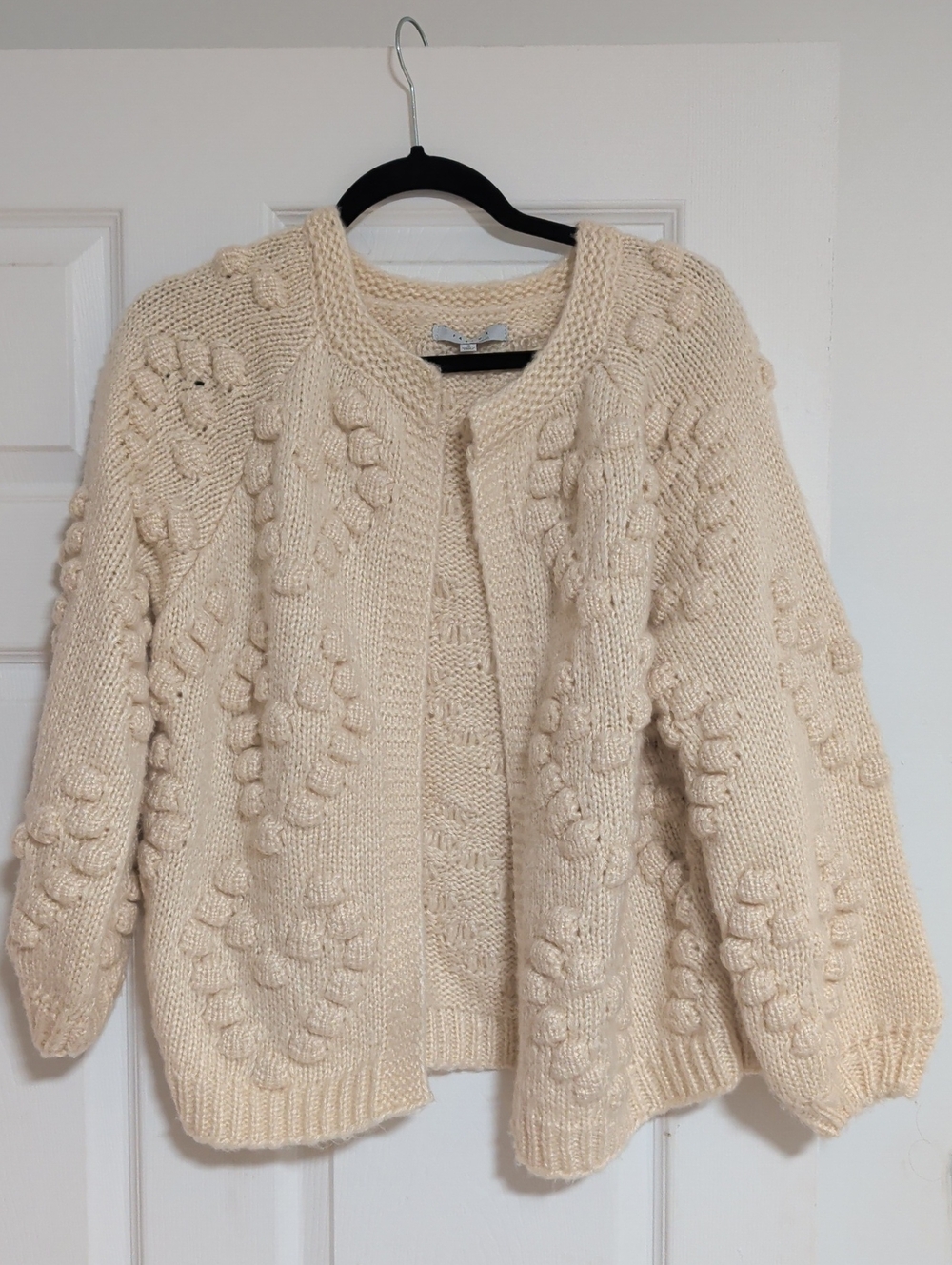Cream Bubble Knit Women's Cardigan Sweater